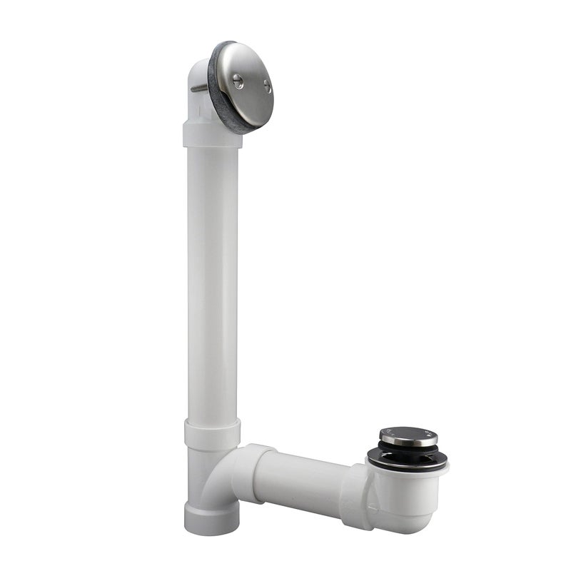 Keeney K630PVCDSBN Foot Lok Stop Bathtub Drain Kit, 1-1/2-Inch Fits All Standard Size Tubs, Brushed Nickel - Image 1